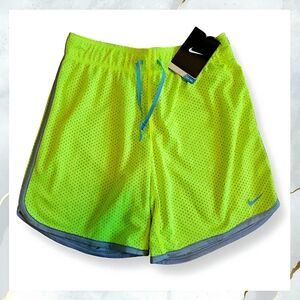 NWT! Nike Mesh Shorts Youth Girl's Size Medium NEON YELLOW Sporty Soccer